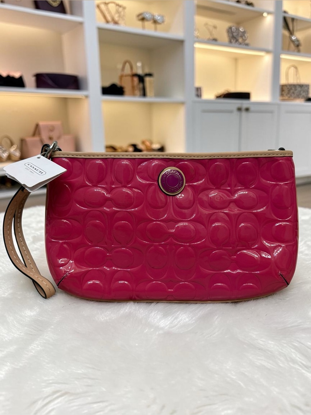 Coach Pink Patent Leather Wristlet
